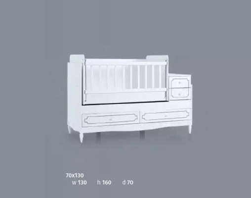 Kand Zëmmer Kannerzëmmer Bett Wäiss Schlofzëmmer Puppelchen Schaf Kommode 3-Stéck.