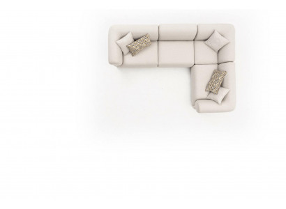 Sofa L-Form Beige Polstersofa Wunnzëmmer Miwwelen Textil Modern Stil