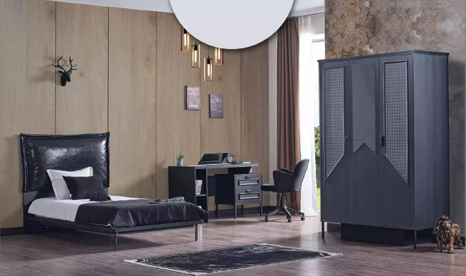 Designer Kannerbett Jugendbett Metallsmiwwelen mat mëller 120x200cm
