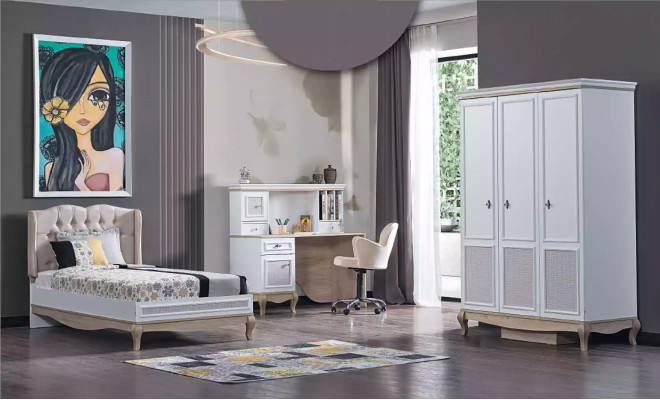 Bettendesign Chesterfield Jugendbett Holzmöbel mat mëllener Polsterung 120x200cm