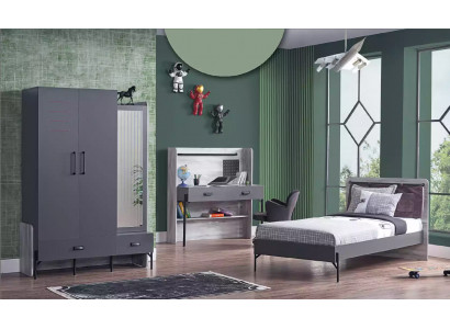 Grouss Jugendzëmmer Set Kannerzëmmer Schlofzëmmer Dësch Schaf Bett 3-Deeler.