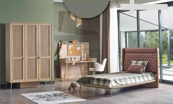 Design Better Kannerbett Jugendzëmmer Bett Holz Gepolstert 120x200cm