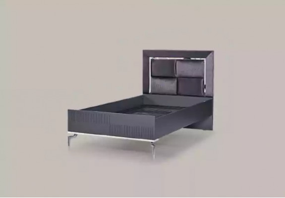 Bett Loft Holz Schwaarz Design 120x200cm Bettgestell Gepolstert