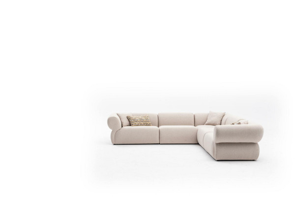 Canapé Eck Beige Wunnzëmmer Sofa Couch L-Form Modern Miwwelen Textil