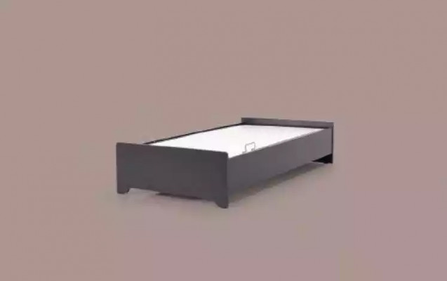 Designerbetter Kannerbett schwaarz Bett Jugendbett Holzmiwwelen 100x200cm