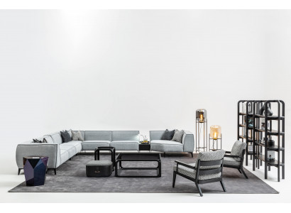 Ecksofa Couch Polster Miwwelen U-Form Wunnlanschaft mat Fauteuil Gro Couchen