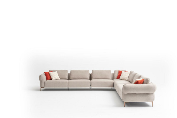 Eckcouch Sofa L-Form Luxus Wunnzëmmer Beige Polstersofa Miwwelen 402x402cm