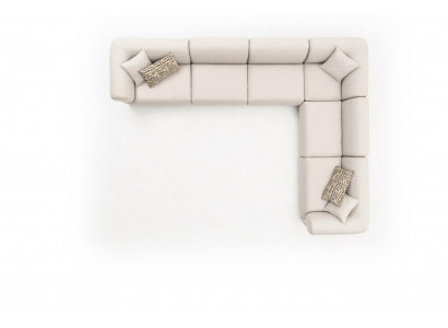 Ecken-Canapé L-Form Beige Eckgarnitur Miwwelen Textil Stil 405x315 Canapé Sofa