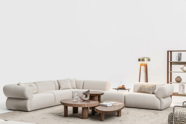 Gemittlechen Eckcouch L-Form Beige Polstersofa Wunnlandschaft Canapé Nei