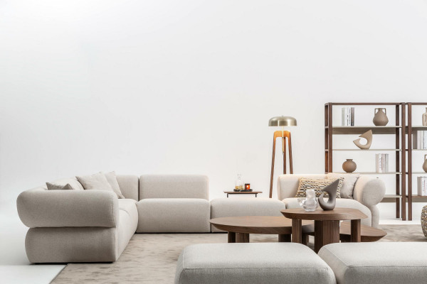 Gemittlechen Eckcouch L-Form Beige Polstersofa Wunnlandschaft Canapé Nei