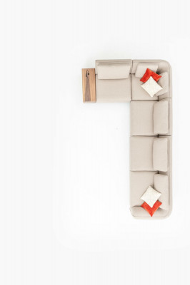 Eckcouch L-Form Wunnzëmmer Eckgaass Beige Luxus Modern Stil 402x227 Miwwelen
