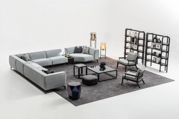 Ecksofa U-Form Wunnzëmmer Gepolsterte Sofas Couch Miwwelen Stil Sofa Couches
