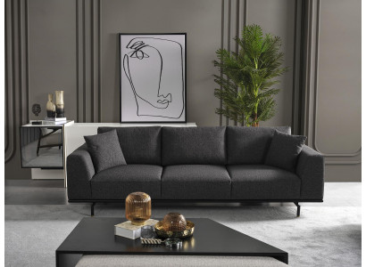 Viersëtzer Sofa 4 Sëtzer Sofas Modern Gri Design Stoff Polyester Nei