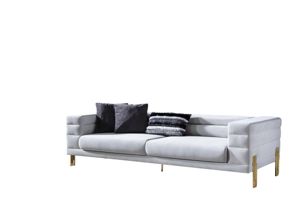 Viersëtzer Sofa 4 Sëtzer Sofas Stoff Wäiss Wunnzëmmer Luxus Modern Sëtz