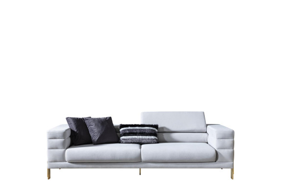 Viersëtzer Sofa 4 Sëtzer Sofas Stoff Wäiss Wunnzëmmer Luxus Modern Sëtz