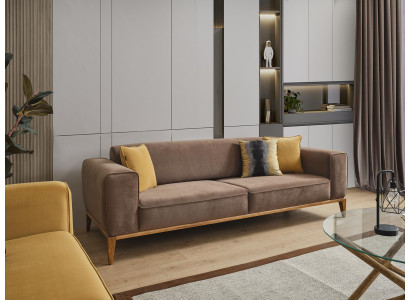 Viersëtzer Sofa 4 Sëtzer Sofas Stoff Braun Wunnzëmmer Luxus Modern