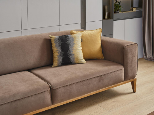 Viersëtzer Sofa 4 Sëtzer Sofas Stoff Braun Wunnzëmmer Luxus Modern