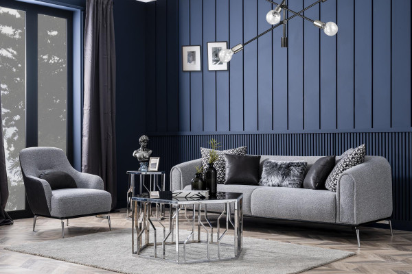 Drësëtzerg Sofa 3 Sëtzer Sofas Sëtz Stoff Gro Wunnzëmmer Modern Luxus