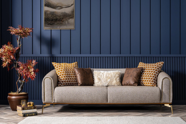 Dräisëtzer Canapé 3 Sëtzer Canapéën Design Modern Stoff Gro Wunnzëmmer