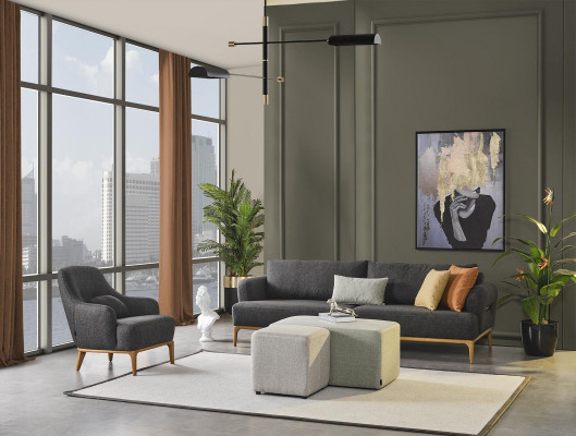 Véierplaz Sofa 4-Sëtzer Sofas Modern Design Stoff Polyester Gro Nei