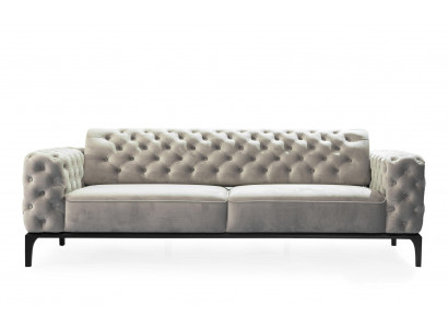 Dräisëtzer Sofa 3 Sëtzer Sofas Stoff Wäiss Wunnzëmmer Chesterfield Nei
