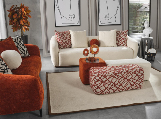 Setzhocker 3x Hocker Pouf Puff Setzpouf Textil Stoff Fousshocker Wunnzëmmer