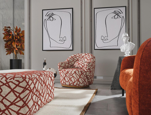 Fauteuil Ouerfauteuil Modern Stoff Wunnzëmmer Polyester Orange Design