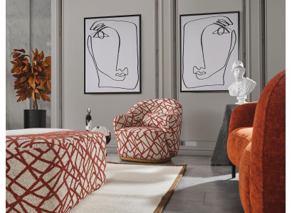 Fauteuil Ouerfauteuil Modern Stoff Wunnzëmmer Polyester Orange Design