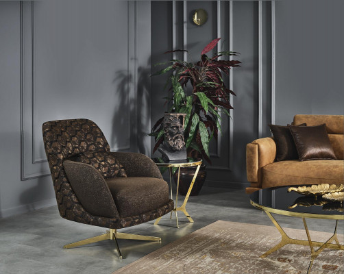 Fautëil Ouerfautëil Cocktailstull Stoft Wunnzëmmer Polyester Braun