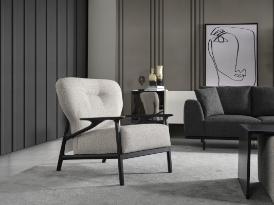 Still Eckstull Modern Stoff Wunnzëmmer Polyester Wäiss Design