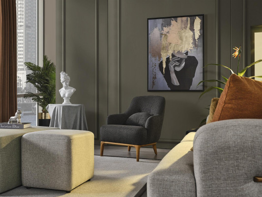 Fauteuil Ohrsessel Modern Stoff Wunnzëmmer Polyester Gro Design Sëtz