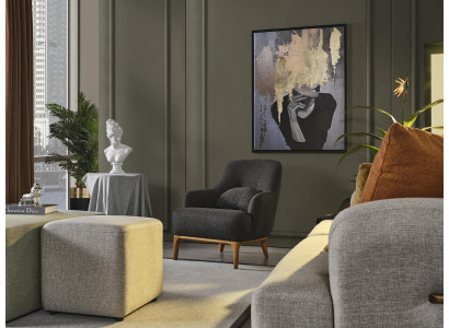 Fauteuil Ohrsessel Modern Stoff Wunnzëmmer Polyester Gro Design Sëtz
