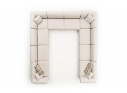 Sofa U-Form Polstersofa Wunnzëmmer Ecksofa Modern Design Wunnlandschaft