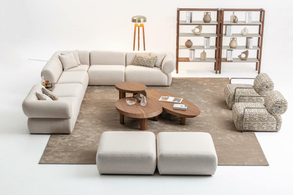 Italienesch Stil Miwwel Ecksofa Eckcouch Wunnlandschaft Eckgarnitur 5 Stéck.