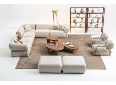 Italienesch Stil Miwwel Ecksofa Eckcouch Wunnlandschaft Eckgarnitur 5 Stéck.