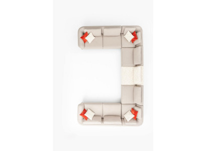 Eckcouch U-Form Luxus Wunnzëmmer Béisch Polstersofa Modern Stil Nei