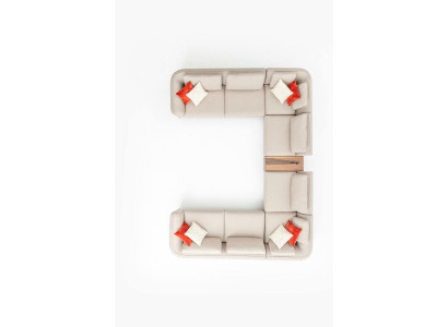 Béigen Sofa Wunnzëmmer Polstersofa Design Modern Ecksofa U-Form Nei