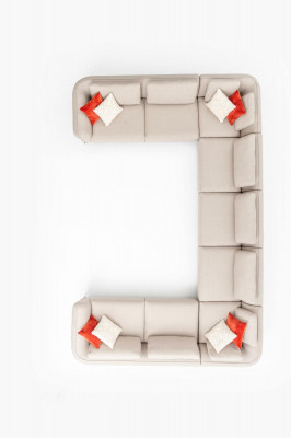 Sofa U-Form Luxus Wunnzëmmer Ecksofa Beige Polstersofa Design Modern Stil
