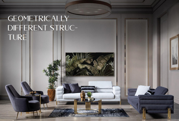 Luxus Sofagarnitur Sofa 4 Sëtz Sessel Stoff Modern Wäiss Modern Set
