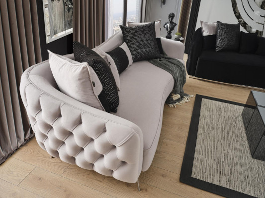 Sofa Garnitur Sofa Sesselen 431 Sëtzer Stoff Luxus Sofakëschten Wäiss Schwaarz