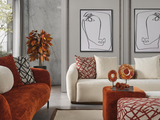 Viersëtzer Canapé 4 Sëtzer Canapéen Modernen Design Stoff Polyester Wäiss Nei