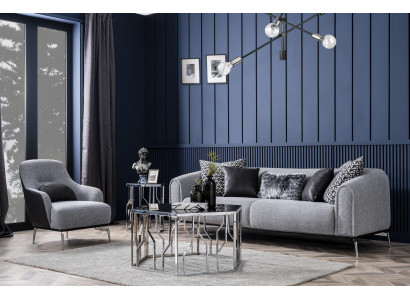 Sofagarnitur Komplett Couchgarnitur Sofa 431 Sëtz Stoff 3tlg Schwaarz