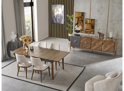 Iessgruppe Iesszëmmer Iessdësch Garnitur Luxus Still Iesseck 5tlg Brong