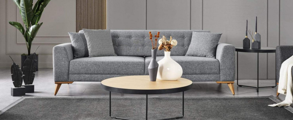 Modern dräisëtzegen Sofa gro Couchen Luxusmiwwelen am Wunnzëmmer 223cm