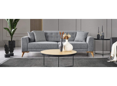 Modern dräisëtzegen Sofa gro Couchen Luxusmiwwelen am Wunnzëmmer 223cm
