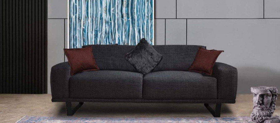 Design Sofa 3 - Sëtzer Wunnzëmmer Luxus Schwaarz Miwwel Couchen Sofas