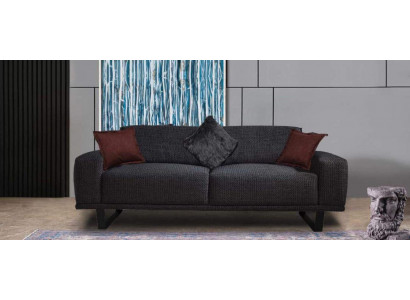 Design Sofa 3 - Sëtzer Wunnzëmmer Luxus Schwaarz Miwwel Couchen Sofas