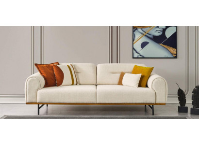 Modern Sofa 3 Sëtzer Luxus Beige Design Miwwelen am Wunnzëmmer Couchen