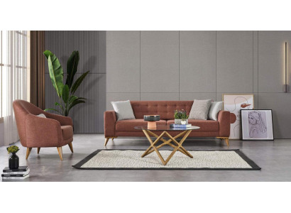 Wunnzëmmer Set Rosa Stilvoll Garnitur Sofa 3+1 Sëtz Sofa Sesselen Couchen