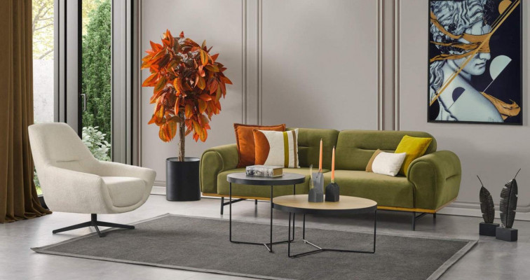 Modern Sofagarnitur 3 + 1 Sëtzer Gréng Couchen Design Stuff Set 2tlg